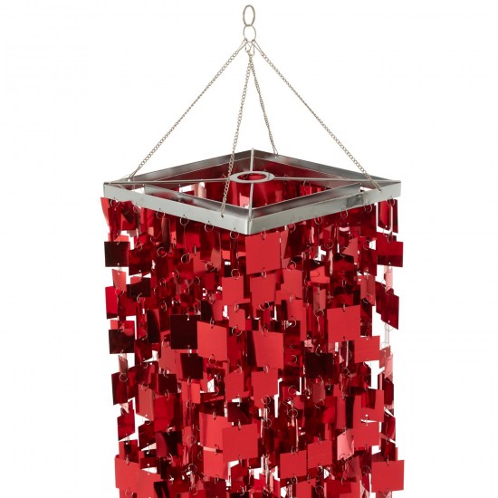J Line Lamp Shade Chandelier Square Pvc Red Medium Suspensions pendant lights Suspended Overhead Lights Lamps.