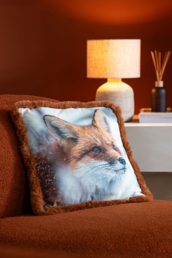 J Line Cuscino Volpe Poliestere Marrone Cognac Large Assortimento Di 2 Cojín Zorro Poliéster Marrón Coñac Large Surtido De 2.