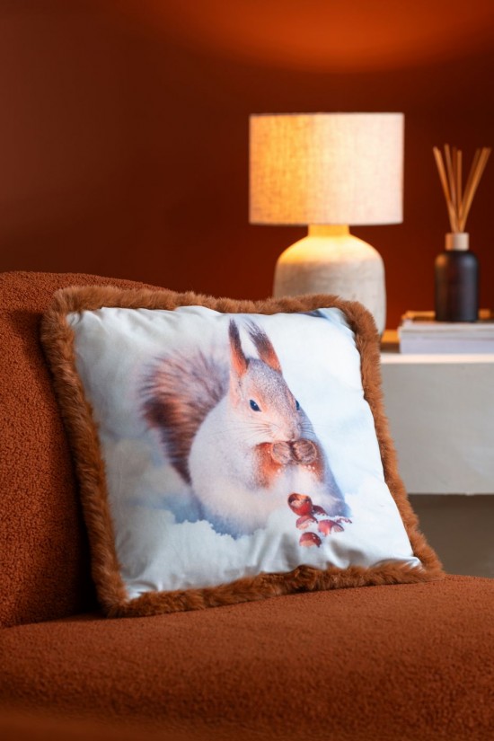 J Line Cuscino Scoiattolo Poliestere Marrone Avorio Large Assortimento Di 2 Cojín Ardilla Poliéster Marrón Blanco Roto Large S.