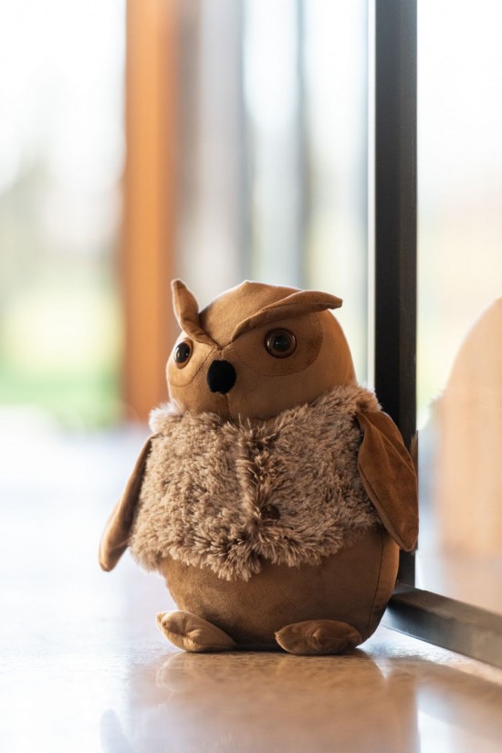 J Line Ferma Porta Gufo Giacca Poliestere Cammello Beige Cuña Para Puerta Búho Chaqueta Poliéster Camel Beige.