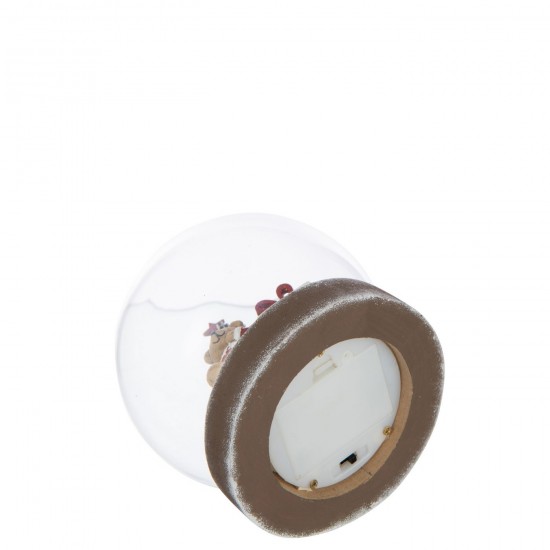 J Line hivers Jolipa Boule Led Ours Contreplaqué Blanc Rouge Noël.