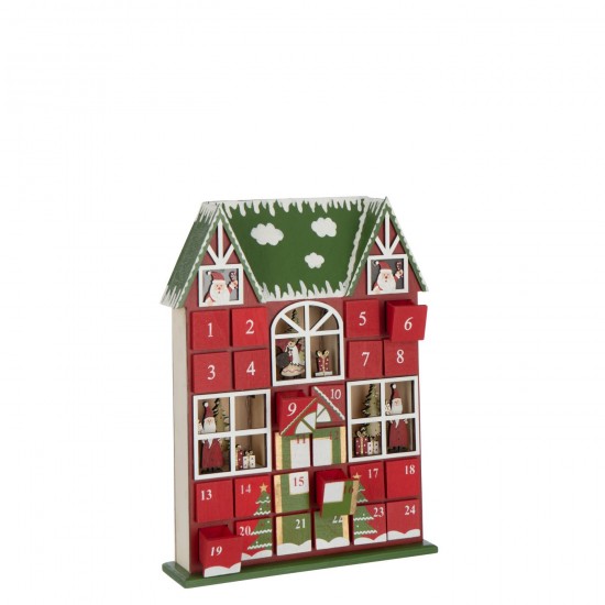 J Line calendriers calendres statuettes Jolipa Maison Calendrier De L Avent Led Contreplaqué Rouge Noël Vert Foncé.