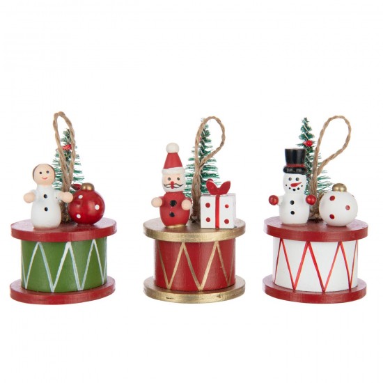 J Line pendeloques Jolipa Arbre Hangers Storage Contreplaqué Naturel Rouge Noël.