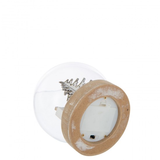 J Line hivers Jolipa Boule Led Ours Contreplaqué Blanc Doré.