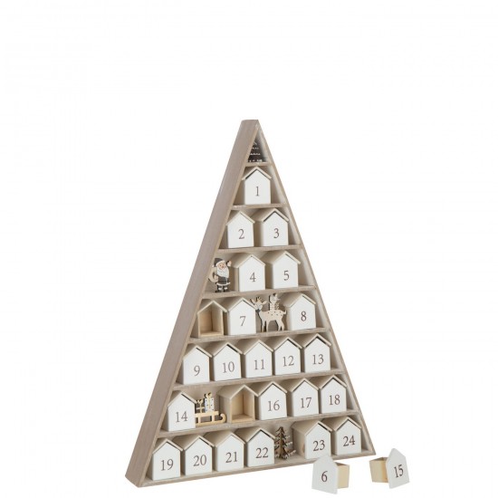 J Line calendriers calendres statuettes Jolipa Arbre House Advent Calendar Contreplaqué Blanc Naturel.