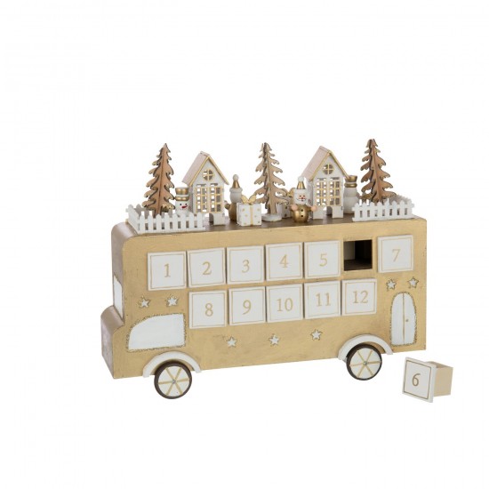 J Line calendriers calendres statuettes Jolipa Bus Calendrier De L Avent Contreplaqué Doré Blanc.