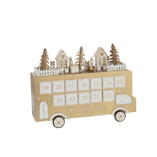 Jline Bus Adventkalender Multiplex Goudkleurig Wit.