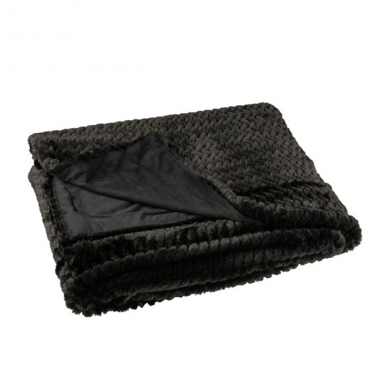J Line Deken Polyester Zwart L130xB180 cm plaids deken dekens dekentjes quilts JO56914.