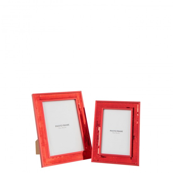 J Line Cadre photo simple Cadres photo simple Jolipa Cadre Photo Miroir 13X18Cm Verre Rouge Large.