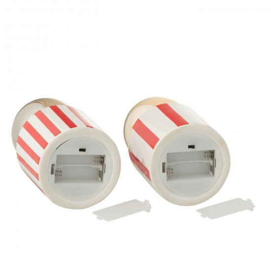 Jline Tafellamp Gestreept Dolomiet Rood Wit Assortiment Van 2.