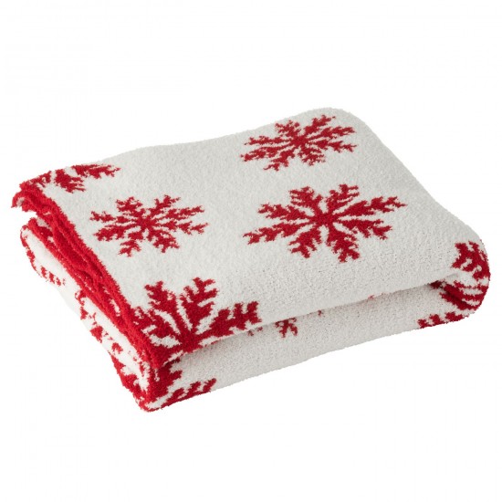 J Line Jolipa Couverture Flocons De Neige Polyester Rouge Blanc.