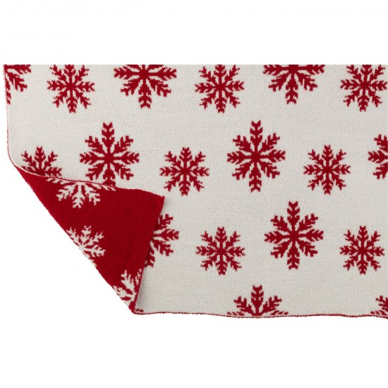 J Line Coperta Fiocchi Di Neve Poliestere Rosso Bianco Funda Copos De Nieve Poliéster Rojo Blanco.