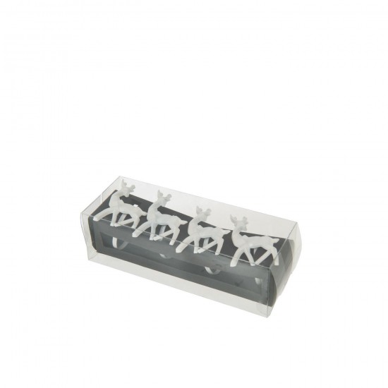 Jline Doos Van 4 Servetring Rendier Ijzer Wit.