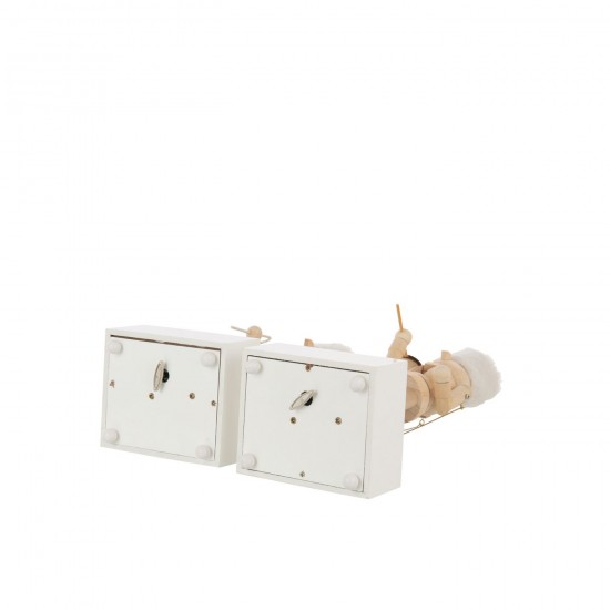 J Line Nutcracker Music Pinewood Natural White Assortment Of 2 People.