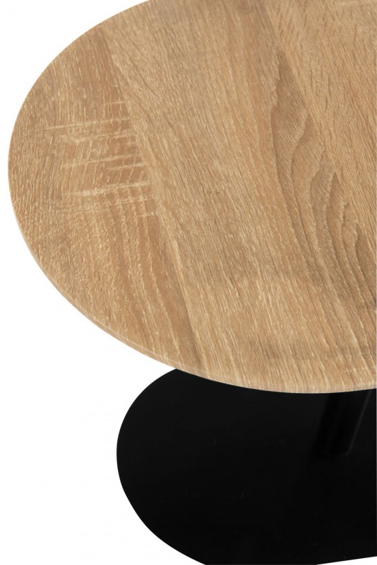 J Line tables d appoint bouts de canapé Jolipa Set De 2 Table D Appoint Rond Fer Noir Naturel.