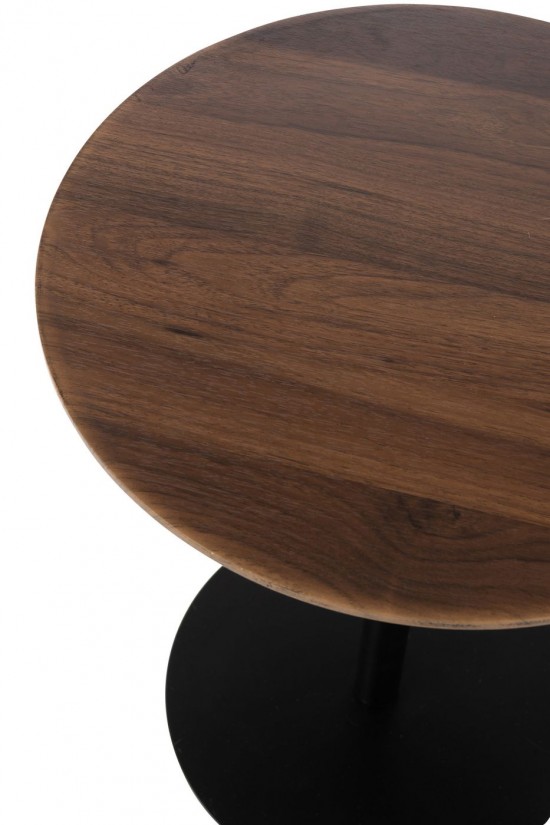 J Line tables d appoint bouts de canapé Jolipa Set De 2 Table D Appoint Rond Fer Noir Marron Foncé.