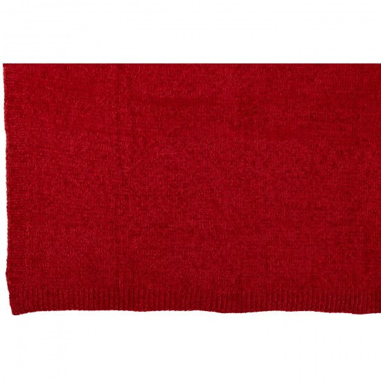 J Line Jolipa Couverture Chenille Polyester Rouge Noël.