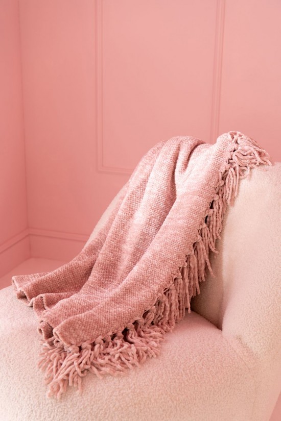 J Line Coperta Chenille Poliestere Rosa Chiaro Funda Chenille Poliéster Rosa Claro.