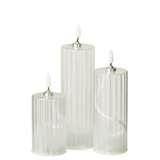 J Line bougies Jolipa Bougie Led Verre Transparent Large.