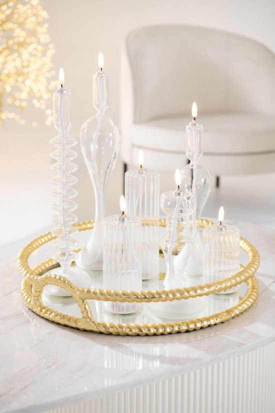 J Line Candela Led Vetro Trasparente Small Vela Led Vidrio Transparente Small.