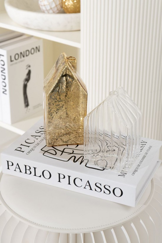 J Line Casa A Tinta Unita Rigato Vetro Trasparente Small Assortimento Di 2 Casa Liso Rayado Vidrio Transparente Small Surtido .