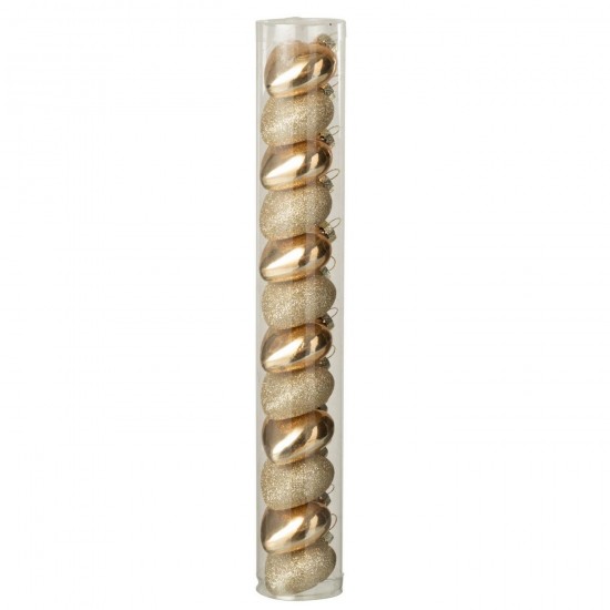 J Line Doos Van 12 Hanger Hart Glas Goudkleurig L4xB4xH4 cm opbergboxen opbergdozen JO57121.