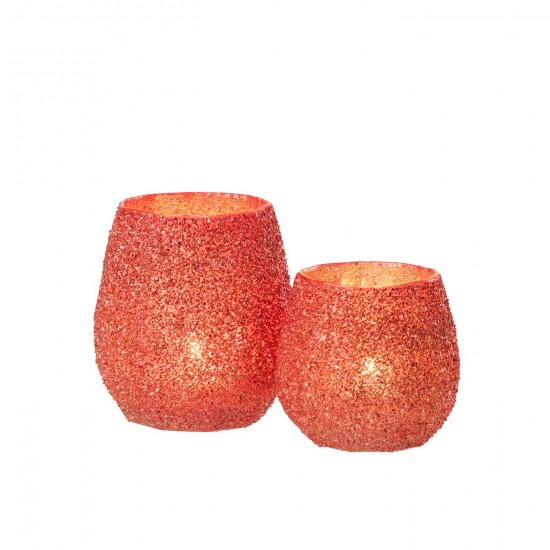 J Line Tealight Holder Glass Christmas Red Large tea lights holders.