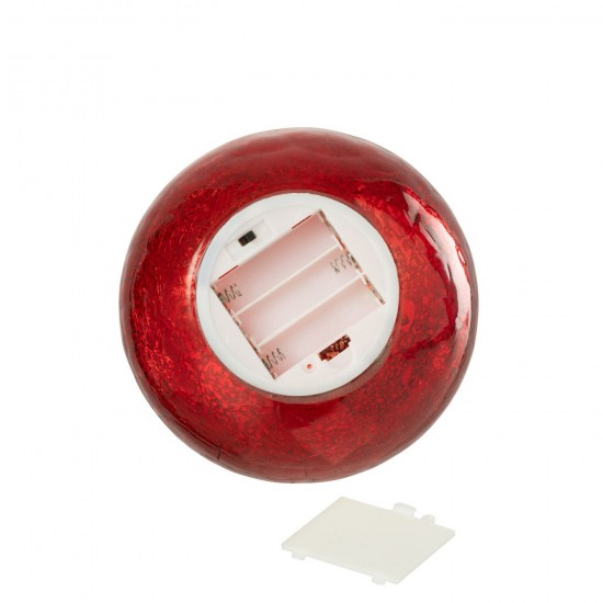 Jline Kerstbal Led Glas Kerstrood Small.