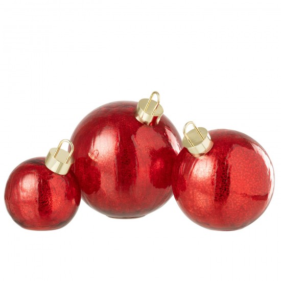 J Line Christmas Bauble Led Glass Christmas Red Large box of baubles.