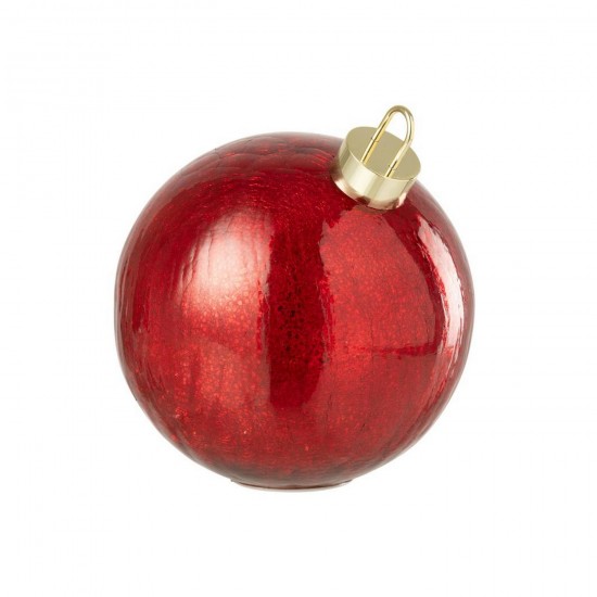 J Line Kerstbal Led Glas Kerstrood Large L25xB25xH25 cm kerstballen kerstbollen JO57164.