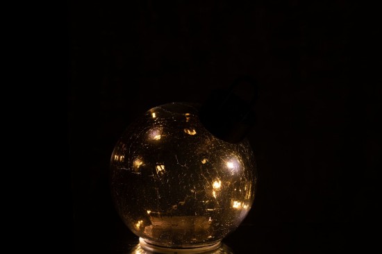 J Line boules de noel Jolipa Boule De Noël Led Verre Noir Small.