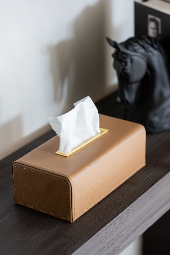 J Line Portafazzoletti Pu Cammello Caja De Pañuelos Pu Camel.