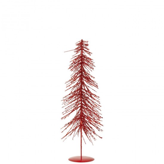 J Line Kerstboom Glitters Plastiek Kerstrood Medium L14xB14xH45 cm kerstbomen JO57189.
