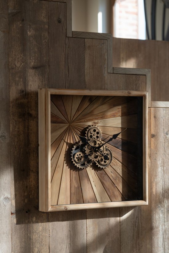 J Line Orologio Da Parete Quadrato Mdf Naturale Large Reloj De Pared Cuadrado Mdf Natural Large.