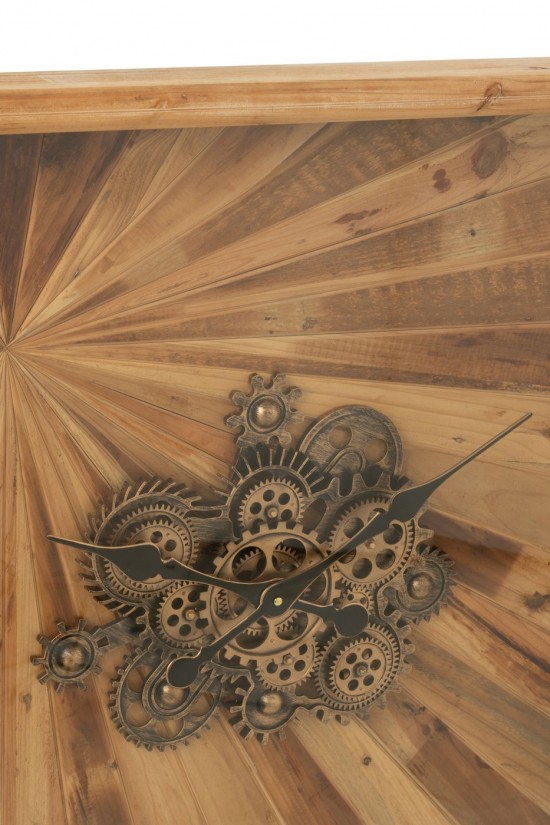 J Line horloges murales Jolipa Horloge Murale Carré Mdf Naturel Large.