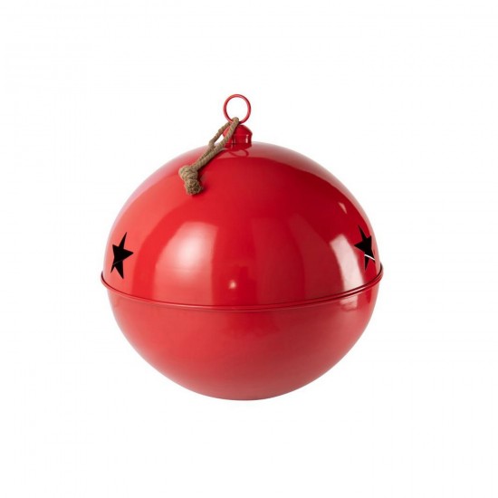 J Line Kerstbal Helder Bal Ijzer Rood Extra Large L80xB80xH90 cm kerstballen kerstbollen JO57301.