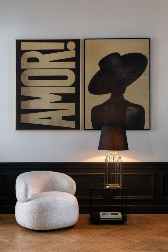 J Line Dipinto Rettangolare Zora Ps Nero Oro Pintura Rectángulo Zora Ps Negro Dorado.