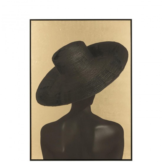 J Line Schilderij Rechthoek Zora Ps Zwart Goudkleurig L103xB4xH143 cm schilderijen kaders schilderijtjes JO57373.