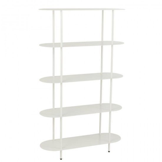 J Line Rek Ovaal Ijzer Wit L90xB31xH150 cm opbergrekken uitstalkasten open kasten JO57385.