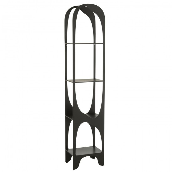 J Line Rek Vyr Ijzer Zwart L42xB30xH200 cm opbergrekken uitstalkasten open kasten JO57414.