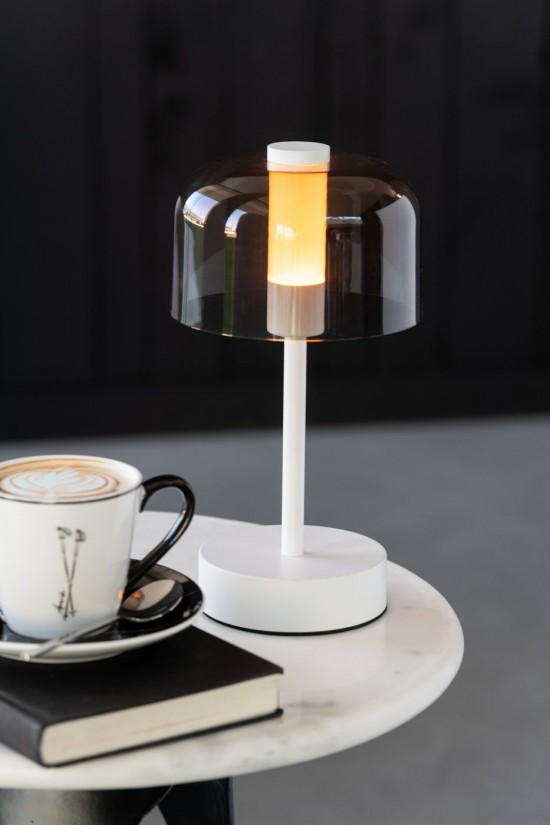 JLine J Line Tafellamp Woa Metaal Wit L13xB13xH24 cm Tafellampen Leeslichten Leeslampen Binnenverlichting.