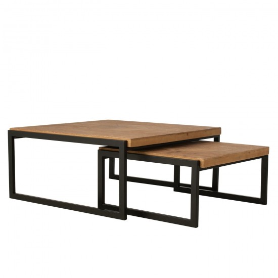 JLine J Line S 2 Salontafel Dos Mdf Naturel Zwart L84xB80xH63 cm koffietafels salontafels.