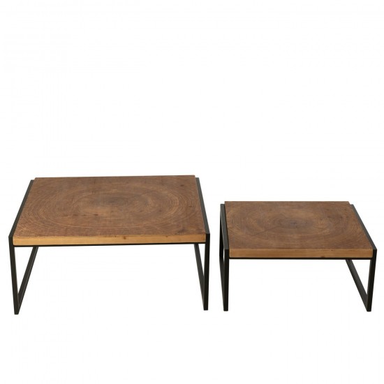 J Line tables de salon basse Jolipa S 2 Table Basse Dos Mdf Naturel Noir.