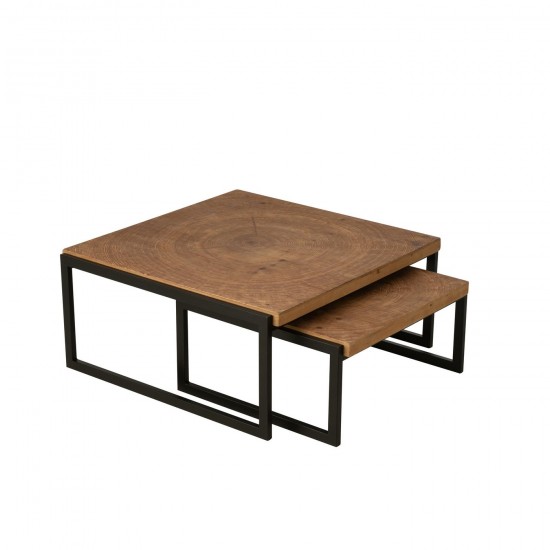 J Line S 2 Tavolino Da Caffe Dos Mdf Naturale Nero S 2 Mesa Baja Dos Mdf Natural Negro.