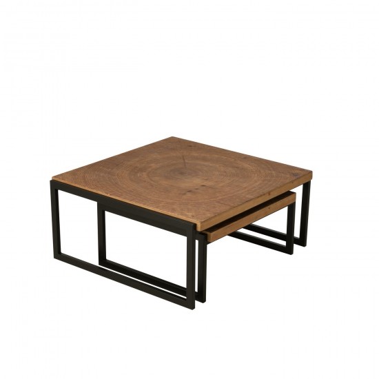 Jline S 2 Mesa Baja Dos Mdf Natural Negro.