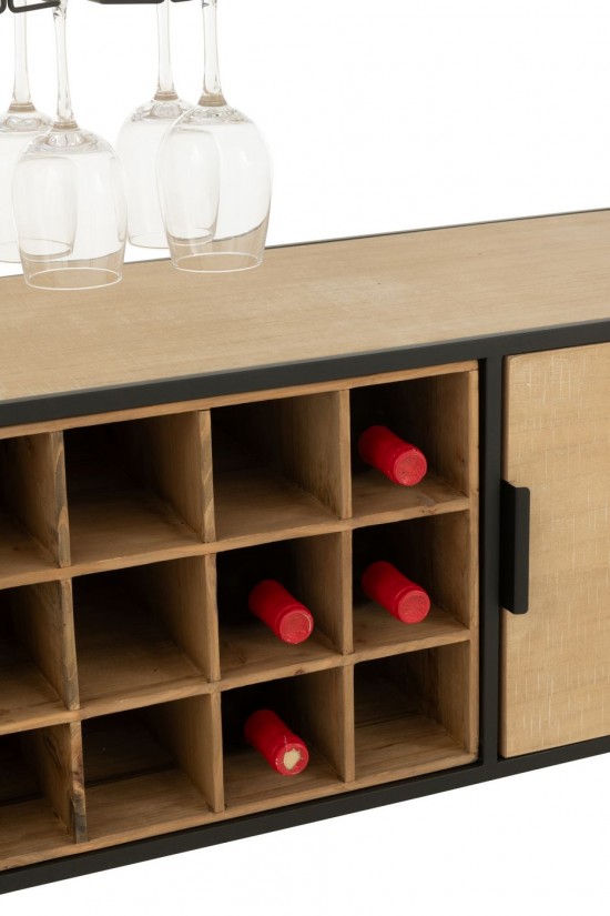 JLine J Line Barkast Bya Ijzer Naturel Zwart L120xB36xH80 cm barkasten drankkasten.