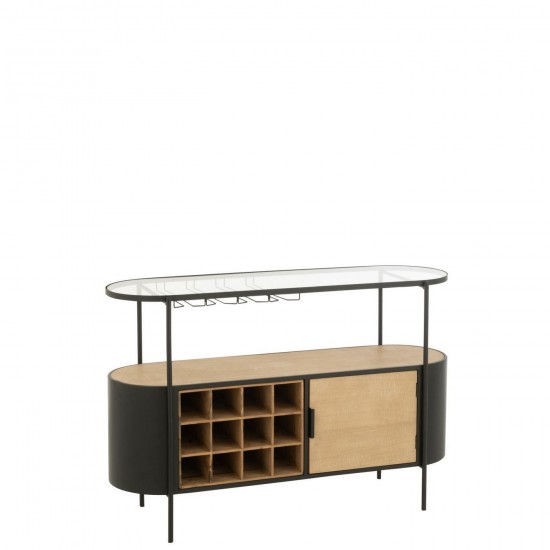 J Line Barkast Bya Ijzer Naturel Zwart L120xB36xH80 cm barkasten drankkasten JO57580.