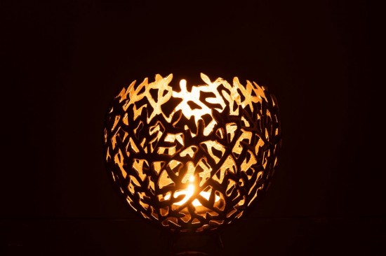 J Line Porte bougies Porte bougies Jolipa Chandelier Leaf Aluminium Doré Large.