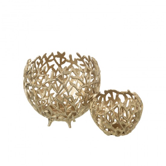 Jline Kaarshouder Leaf Aluminium Goudkleurig Large.