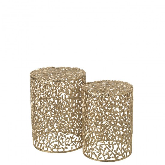 J Line S 2 Bijzettafel Aluminium Goudkleurig L38xB38xH50 cm salontafels bijzettafels koffietafels JO57608.